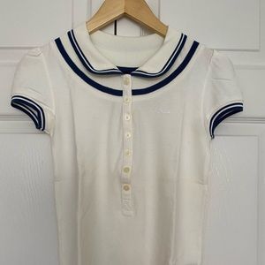 MARC BY MARC JACOBS Navy/White Collared Polo Top, XS